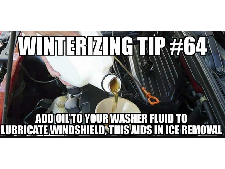 Fake Car Life Hack: Add Oil To Your Washer Fluid To Lubricate Windshield, This Aids In Ice Removal