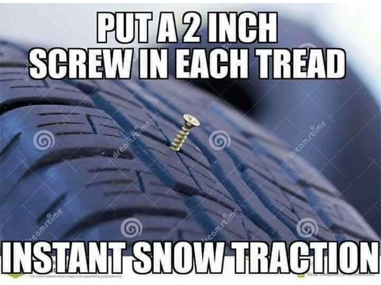Fake Car Life Hack: Put Several Screws In Your Tires For Instant Snow Traction